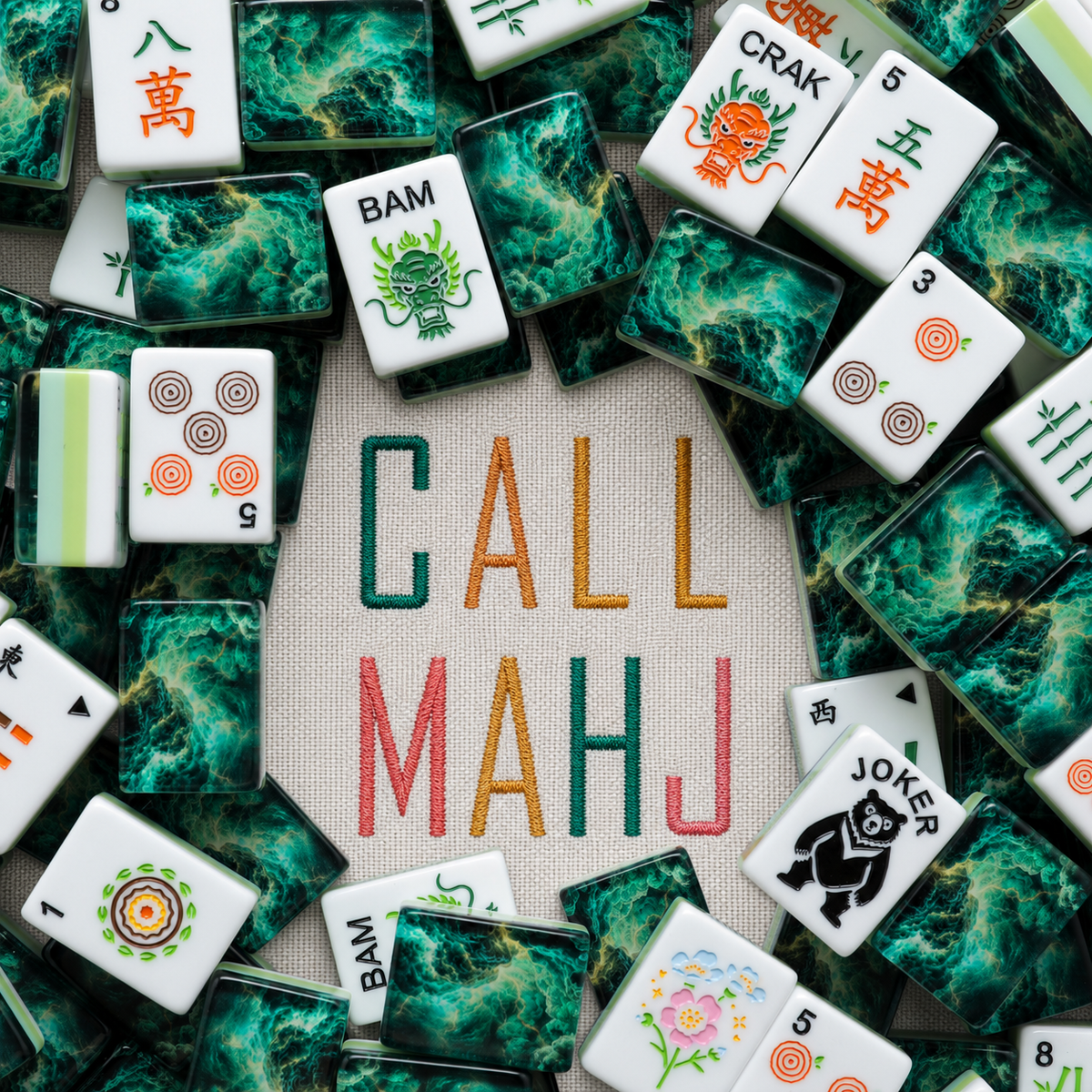 Emerald Storm – American Mahjong tile set