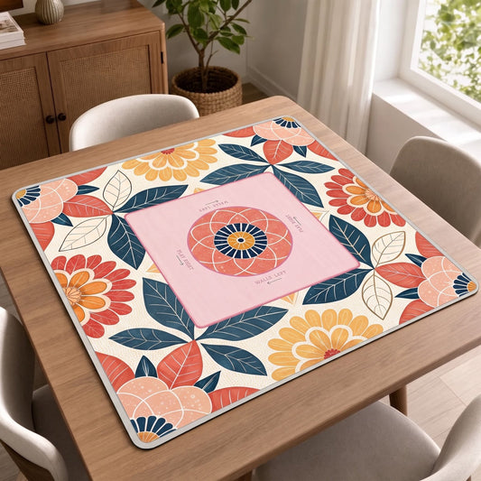 Coral Folk Bloom – American Mahjong mat