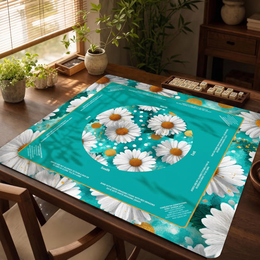 Turquoise Daisy Glow – American Mahjong mat