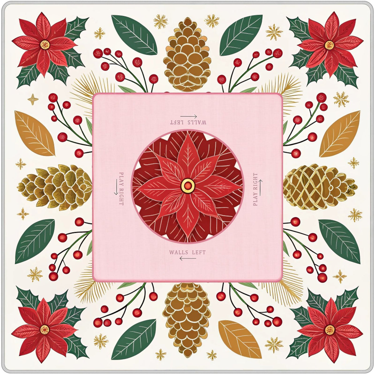 Poinsettia Pine – American Mahjong mat