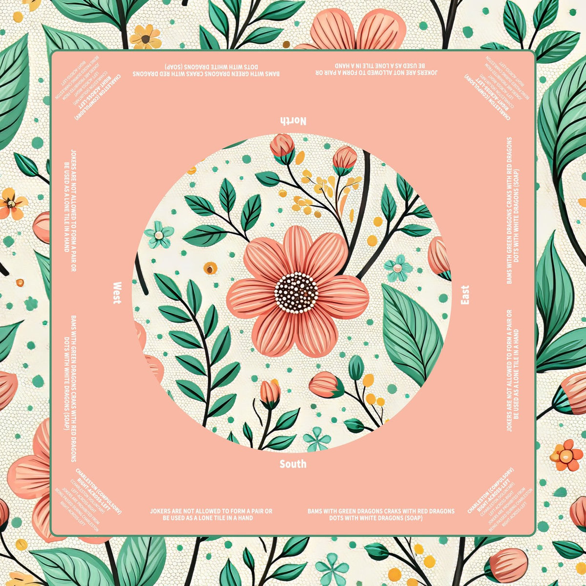 Coral Tulip Grove – American Mahjong mat