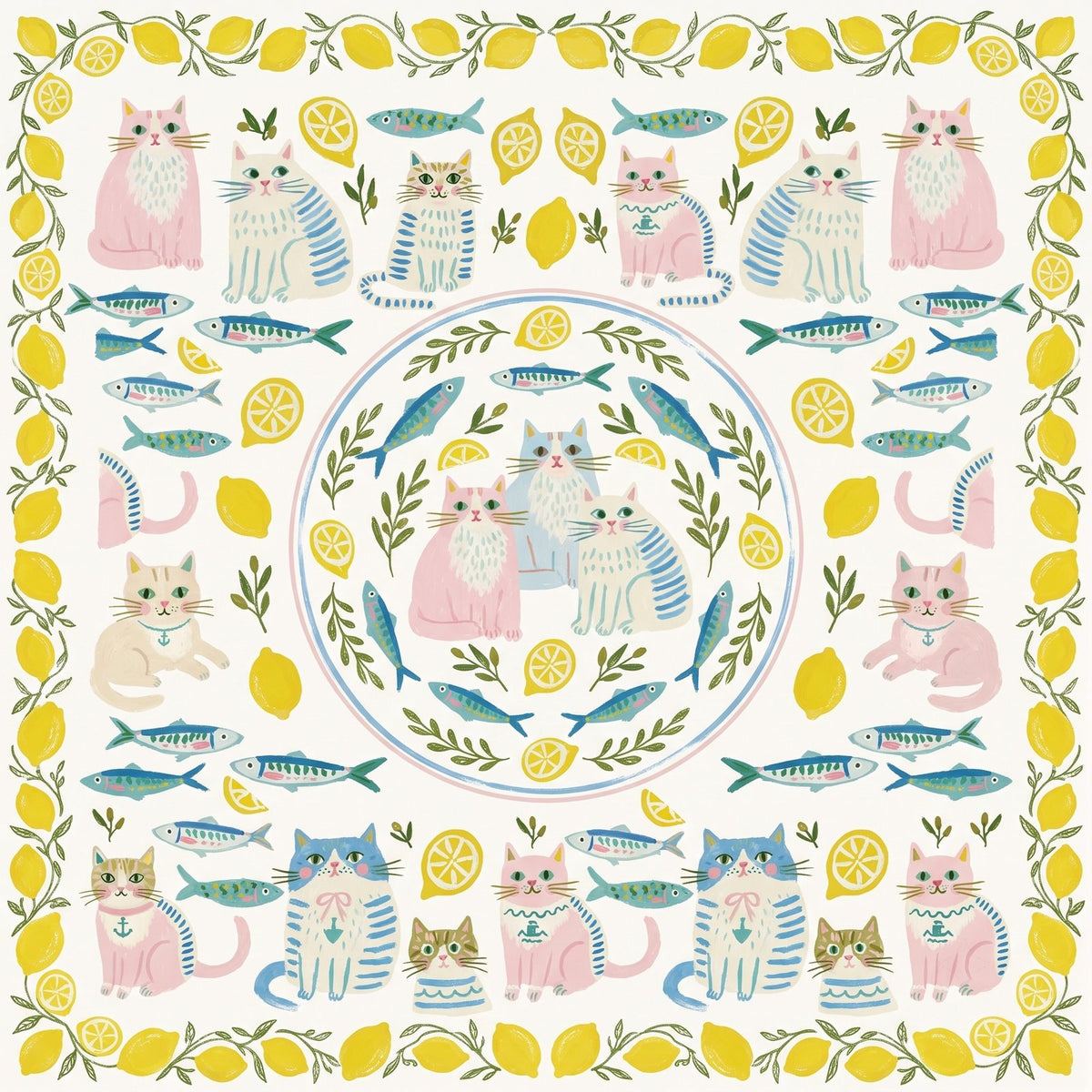 Lemon Cat Social – American Mahjong mat