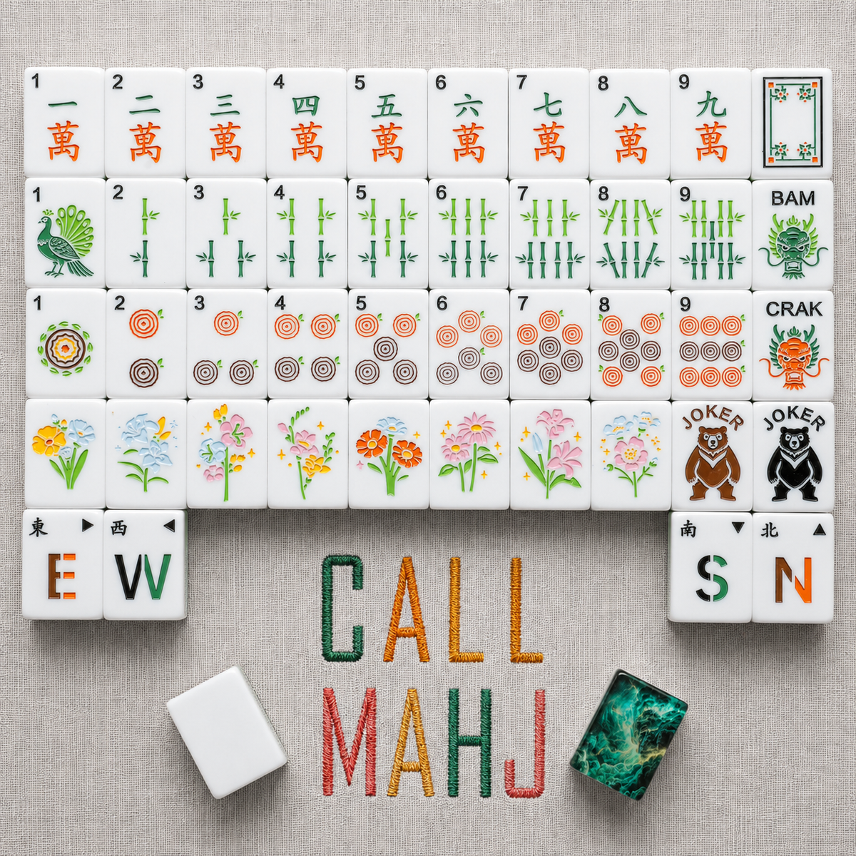 Emerald Storm – American Mahjong tile set