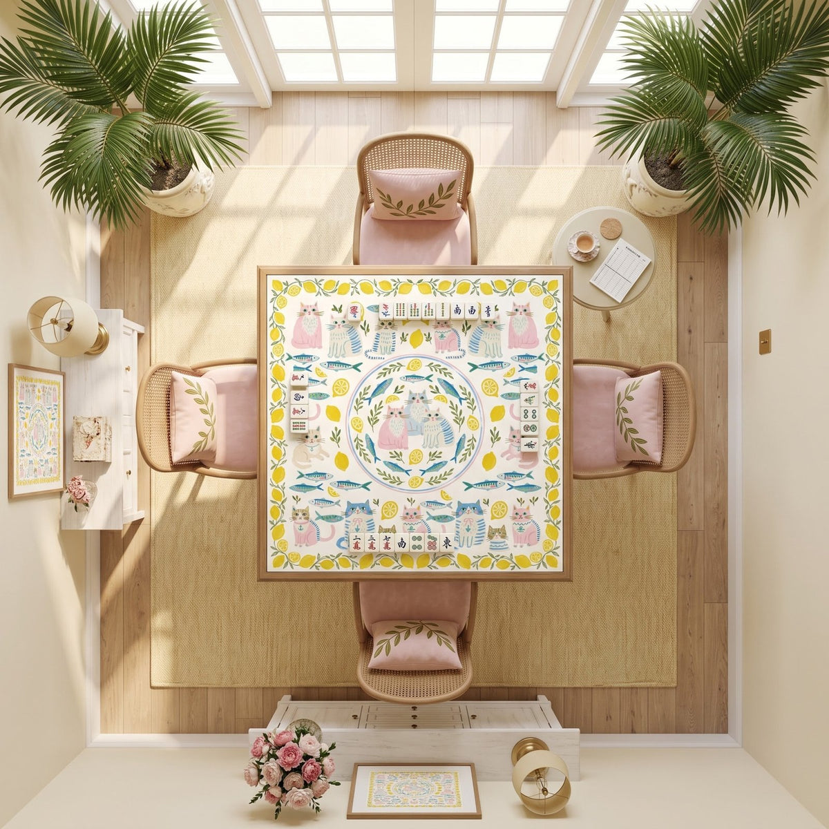 Lemon Cat Social – American Mahjong mat