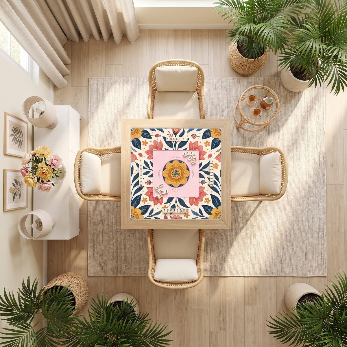 Coral Folk Garden – American Mahjong mat