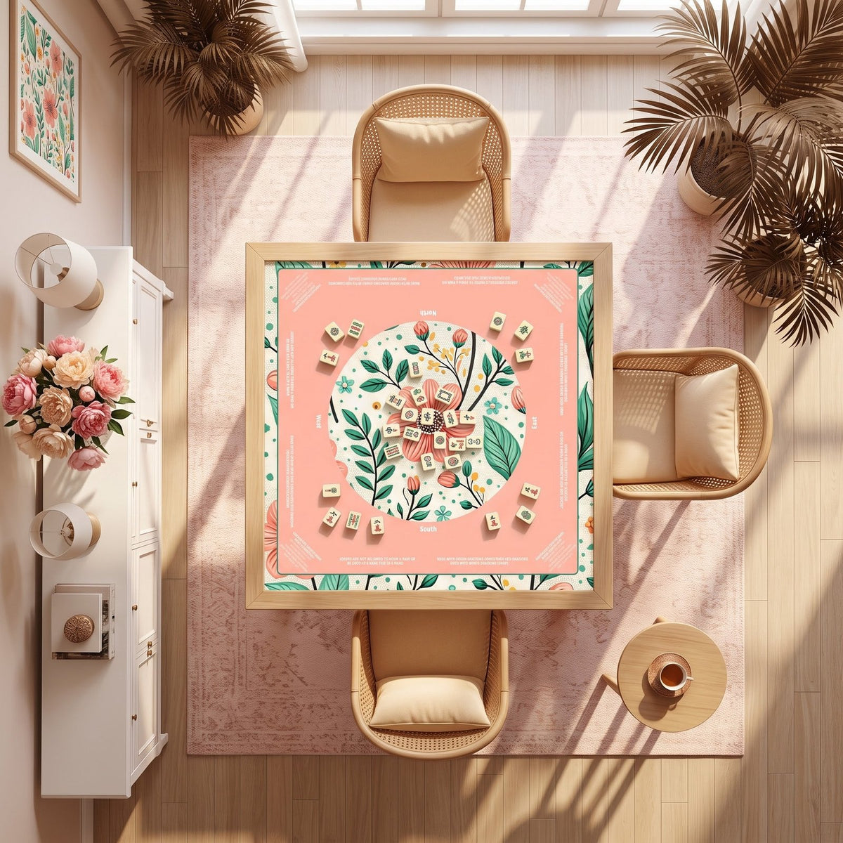Coral Tulip Grove – American Mahjong mat
