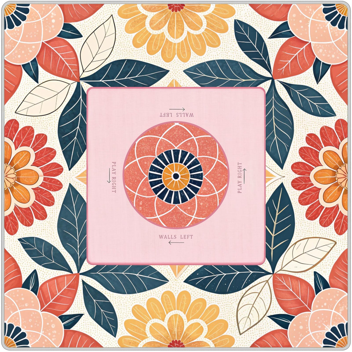 Coral Folk Bloom – American Mahjong mat