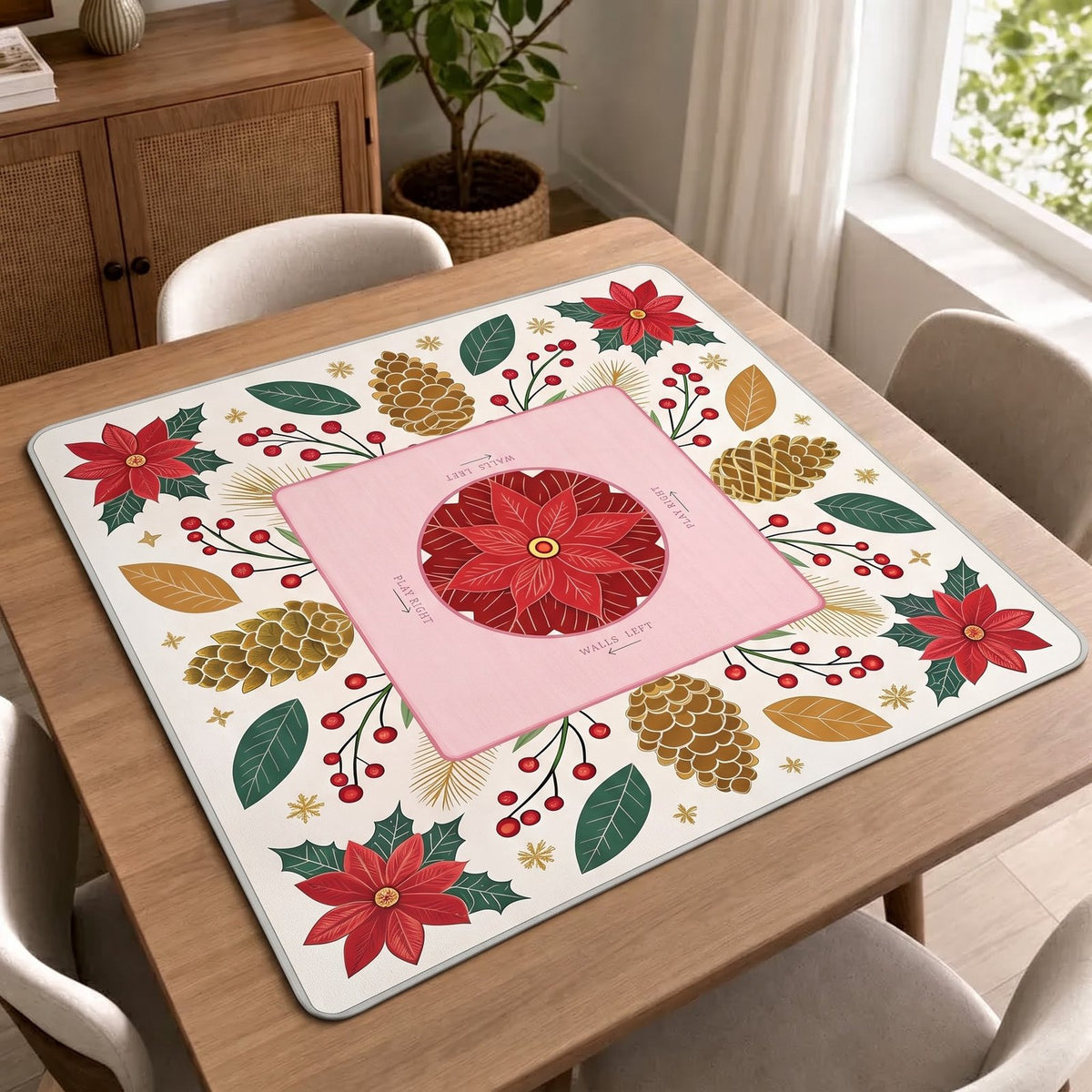 Poinsettia Pine – American Mahjong mat