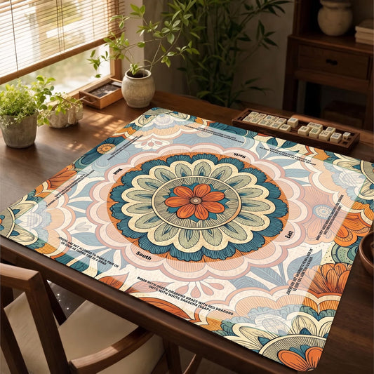 Teal Marigold Mandala – American Mahjong mat