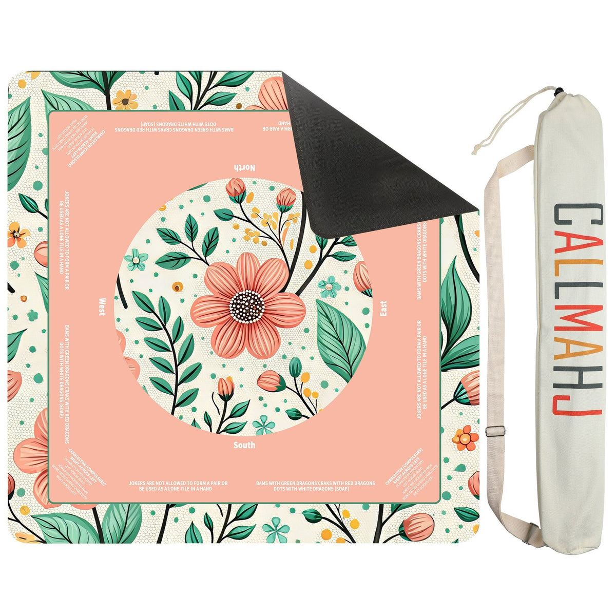 Coral Tulip Grove – American Mahjong mat