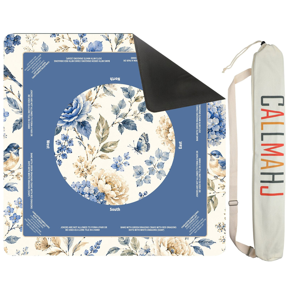 Bluebird Porcelain Garden – American Mahjong mat