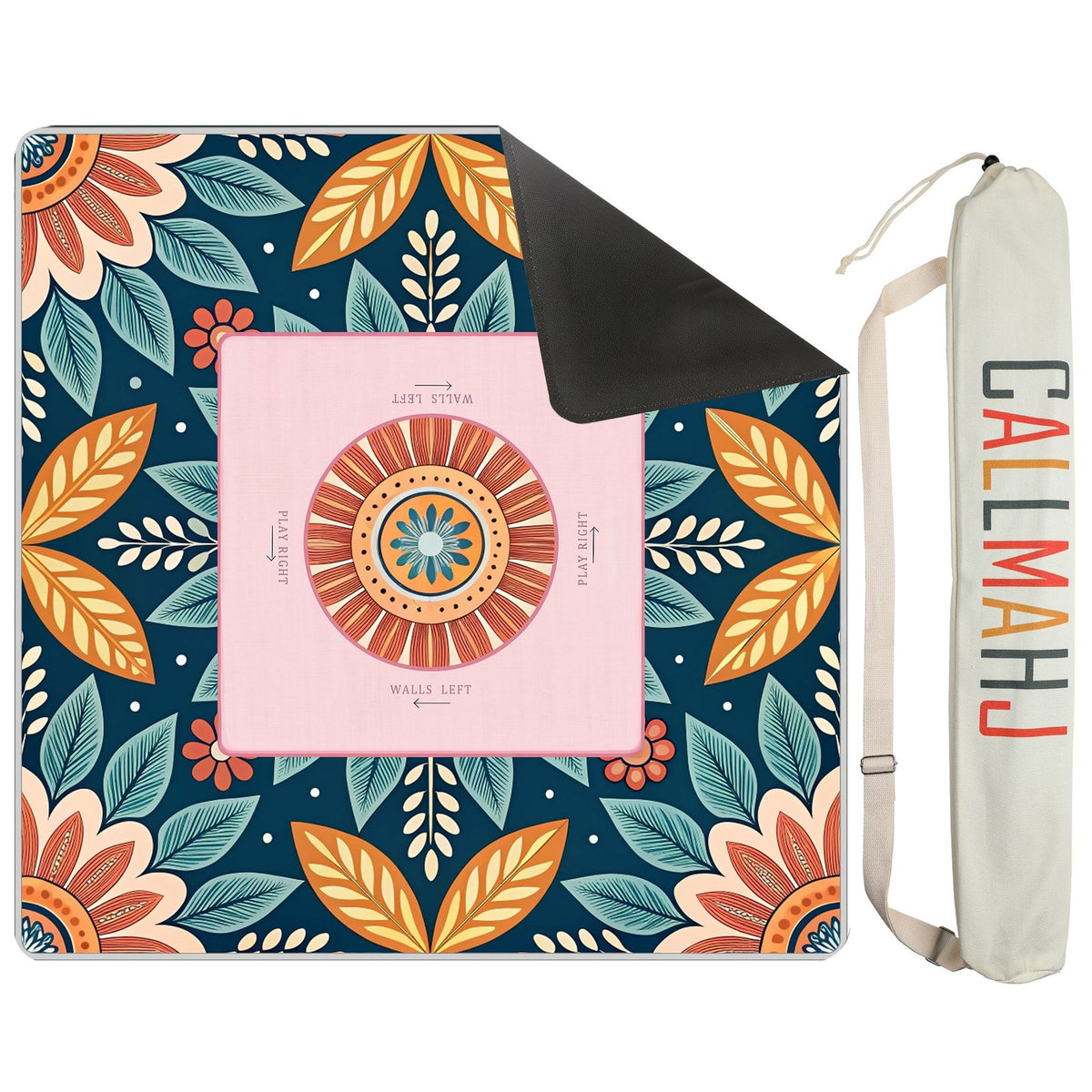 Midnight Folk Bloom – American Mahjong mat