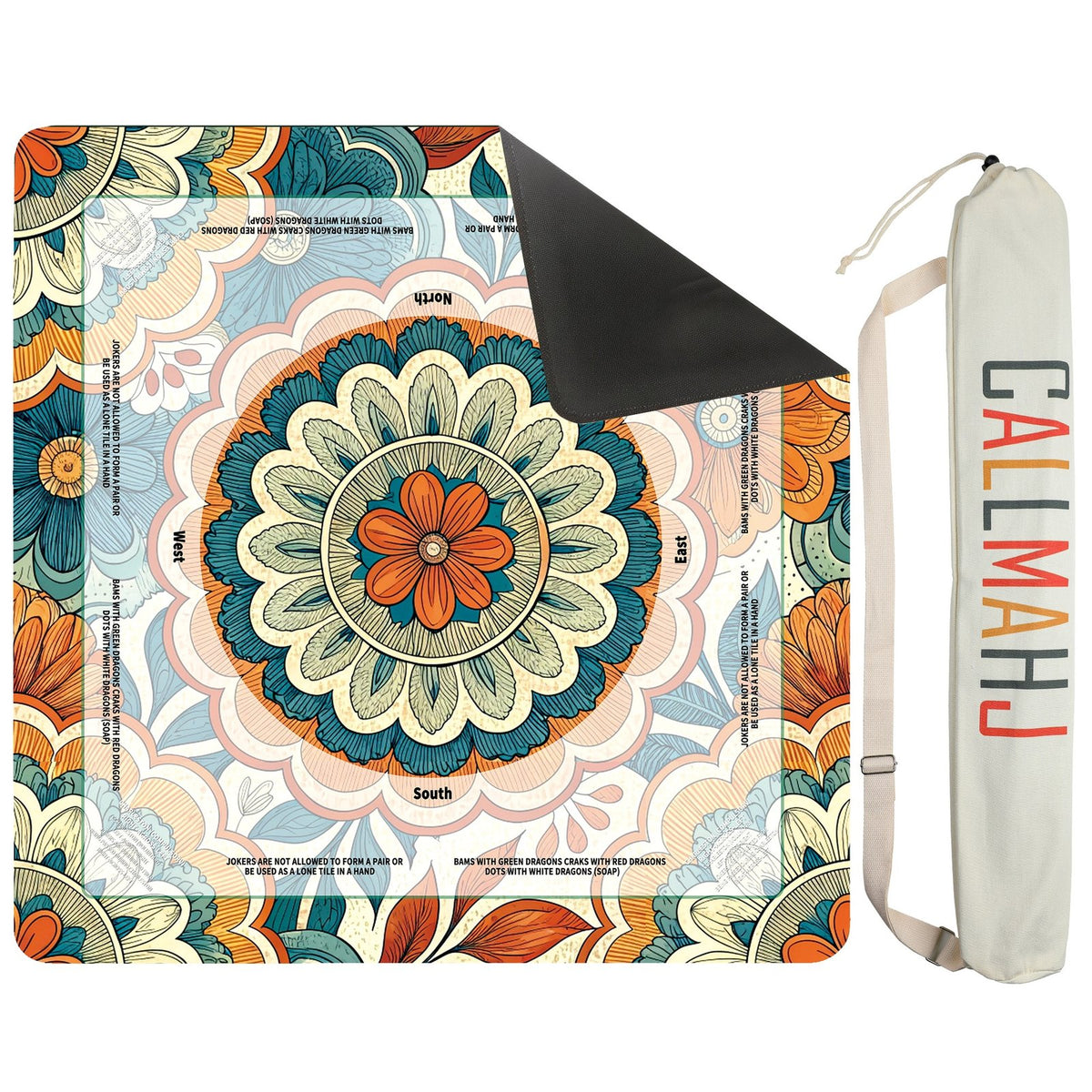 Teal Marigold Mandala – American Mahjong mat