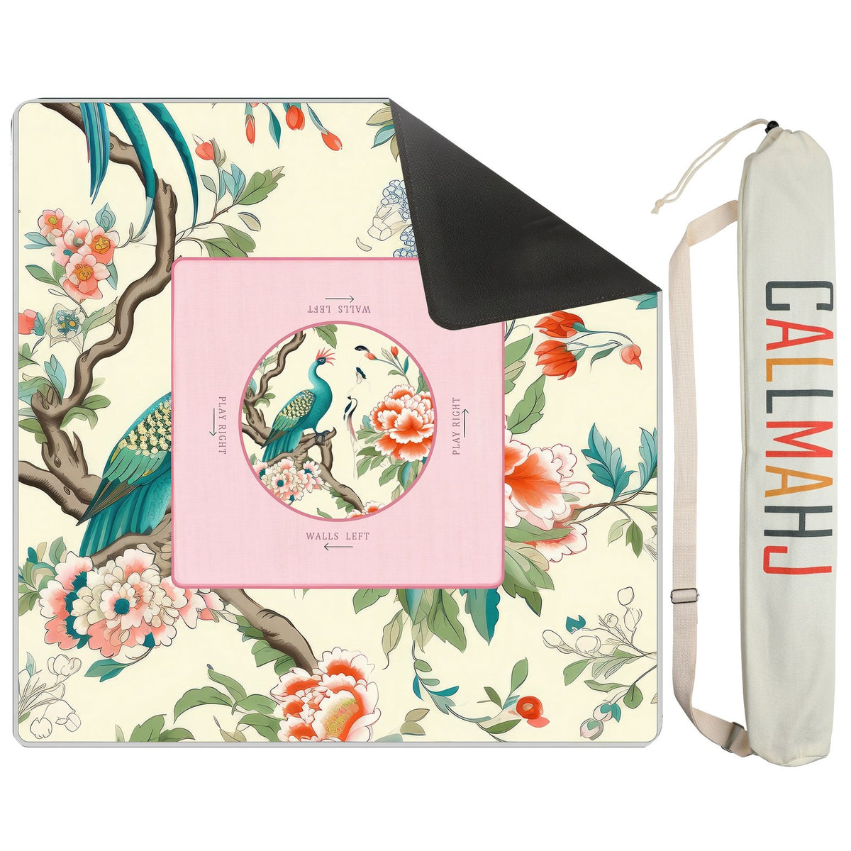 Peony Parrot Garden – American Mahjong mat