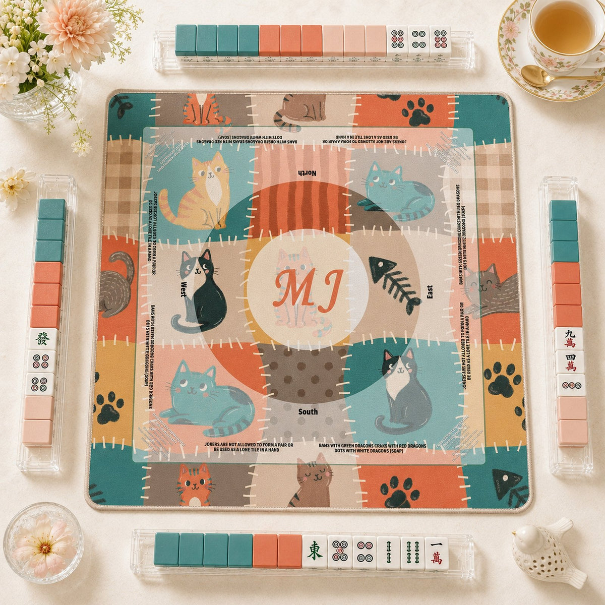 Cozy Cat Patchwork – American Mahjong mat