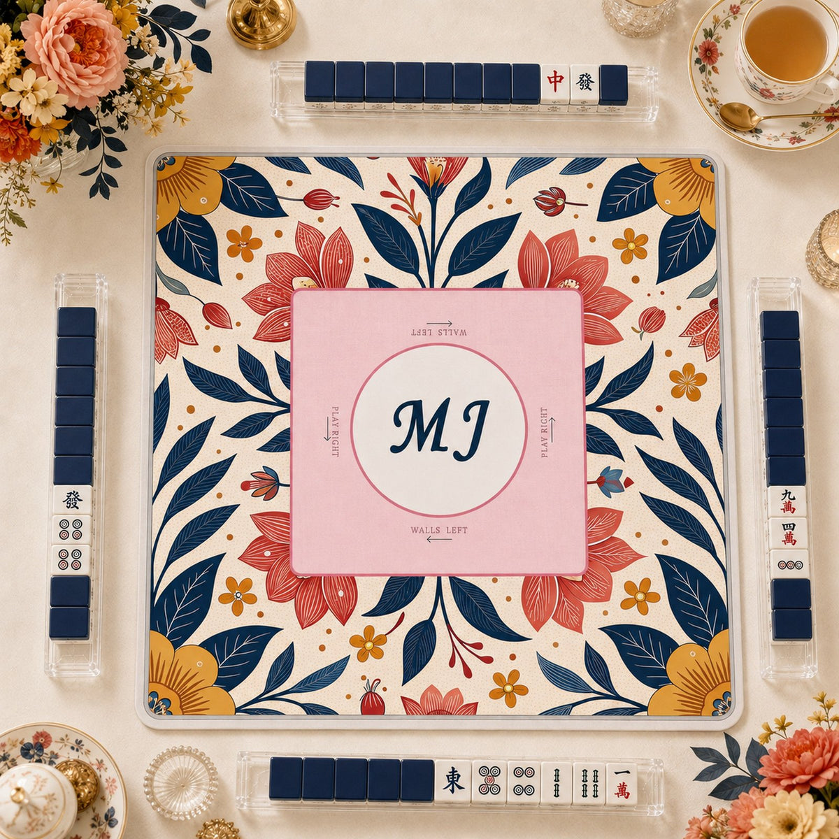 Coral Folk Garden – American Mahjong mat