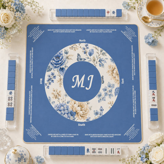 Bluebird Porcelain Garden – American Mahjong mat