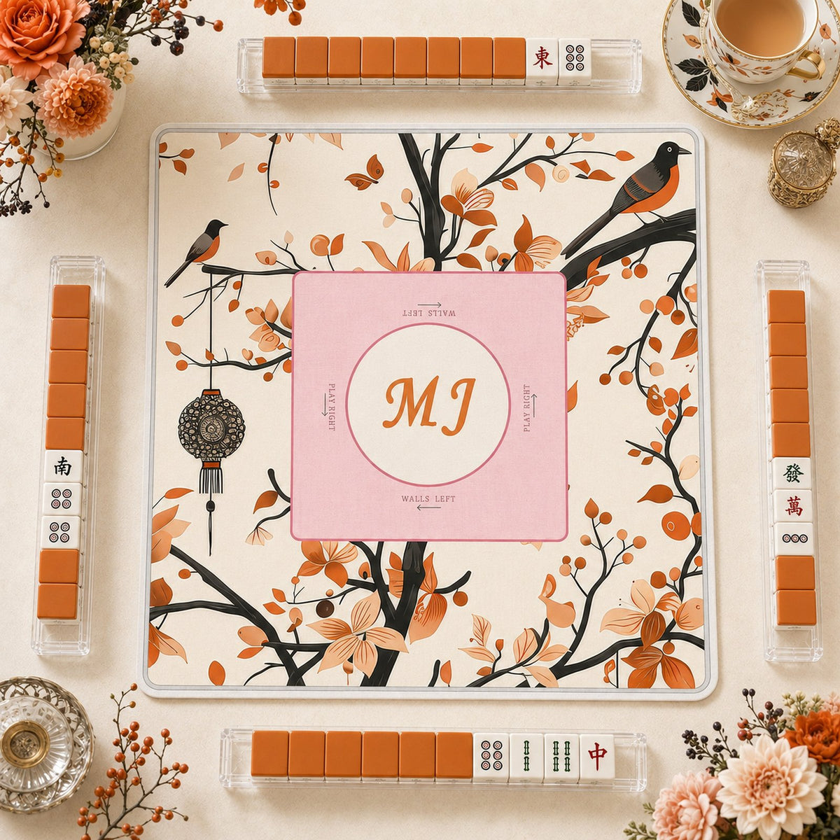 Amber Bird Garden – American Mahjong mat