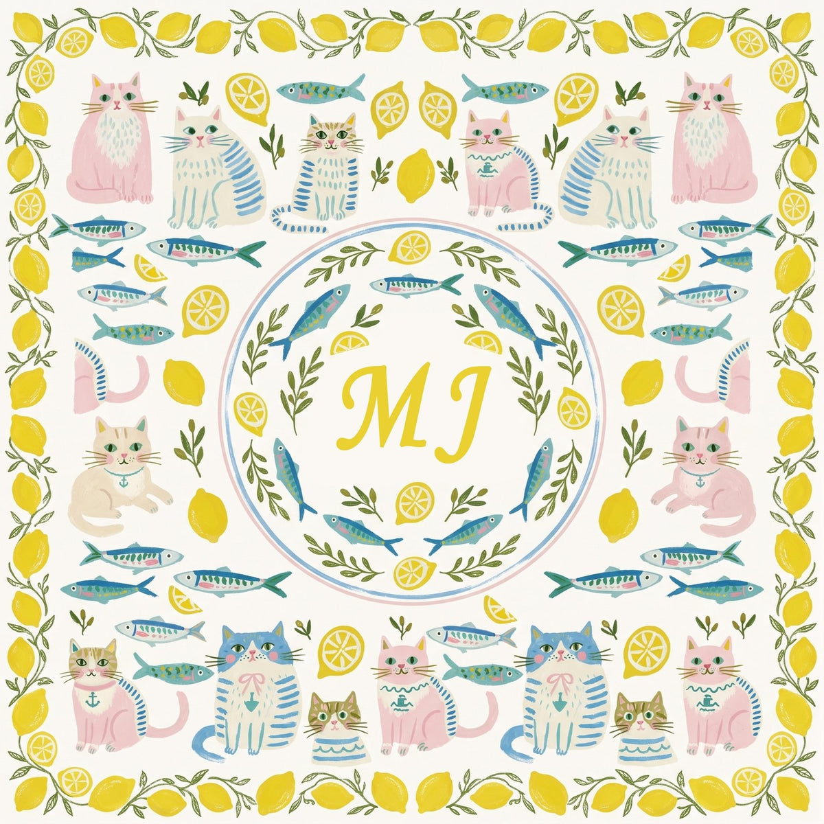 Lemon Cat Social – American Mahjong mat