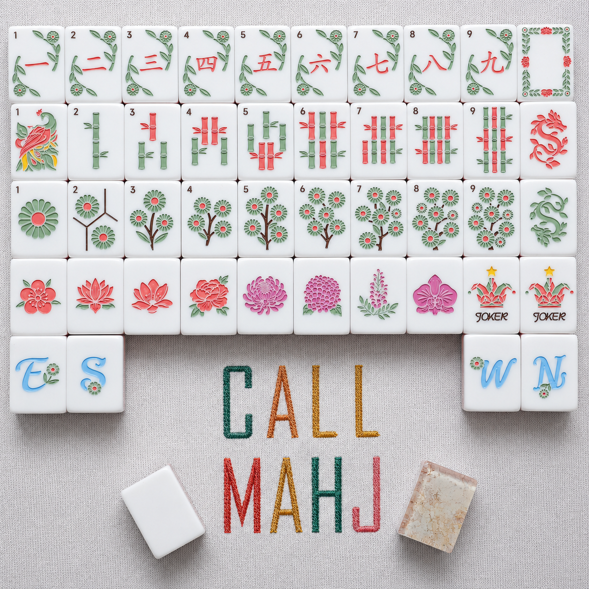 Golden Petal – American Mahjong tile set