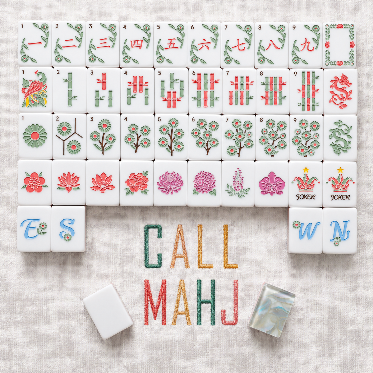 Pearl Ripple – American Mahjong tile set