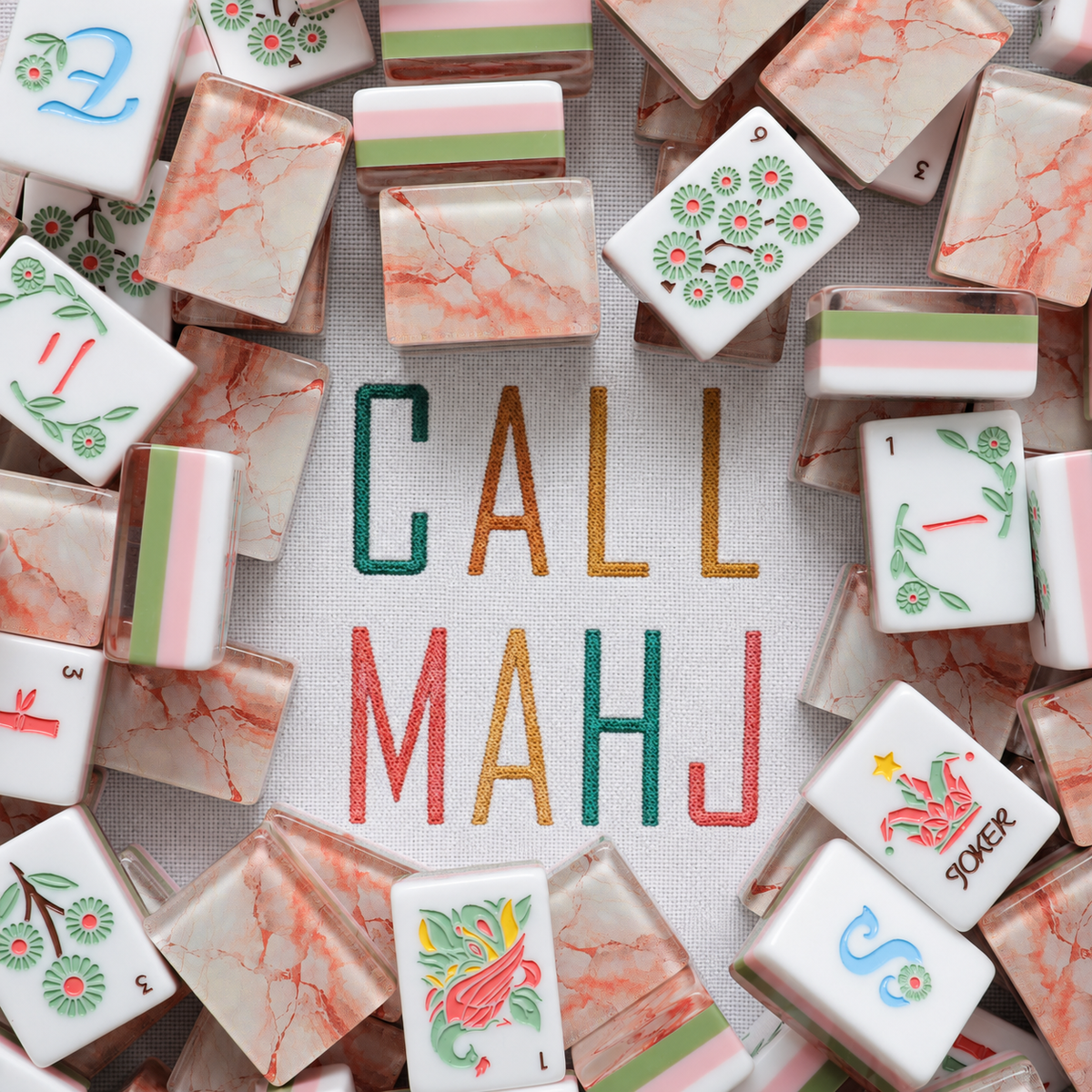 Coral Marble – American Mahjong tile set