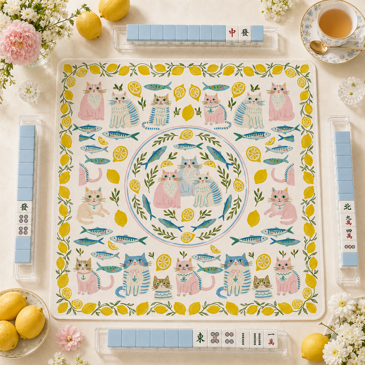 Lemon Cat Social – American Mahjong mat