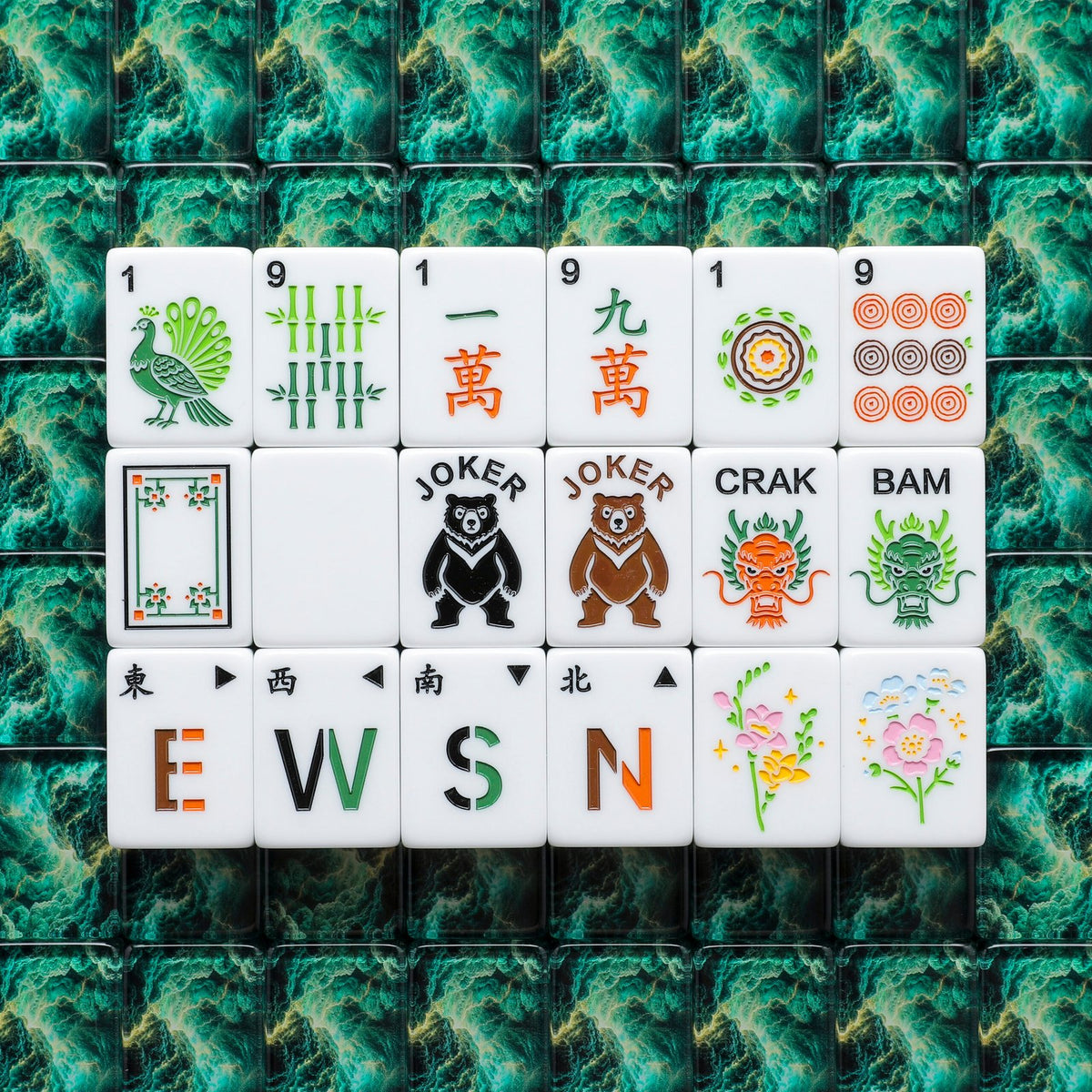 Emerald Storm – American Mahjong tile set