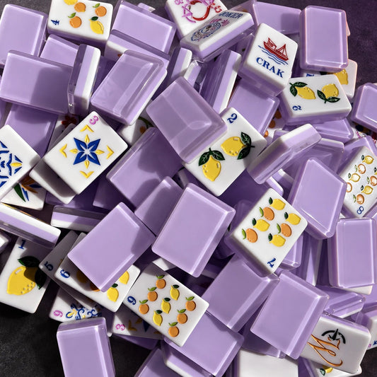Violet Orchard American Mahjong tiles with soft lavender backs